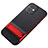 Silicone Matte Finish and Plastic Back Cover Case with Stand A05 for Apple iPhone 11 Red and Black