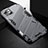 Silicone Matte Finish and Plastic Back Cover Case with Stand A05 for Apple iPhone 13 Gray