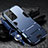 Silicone Matte Finish and Plastic Back Cover Case with Stand A05 for Samsung Galaxy S22 Ultra 5G Blue