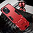 Silicone Matte Finish and Plastic Back Cover Case with Stand A06 for Apple iPhone 13 Red