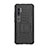 Silicone Matte Finish and Plastic Back Cover Case with Stand D01 for Xiaomi Mi Note 10 Black