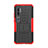 Silicone Matte Finish and Plastic Back Cover Case with Stand D01 for Xiaomi Mi Note 10 Red