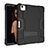 Silicone Matte Finish and Plastic Back Cover Case with Stand for Apple iPad Air 10.9 (2020) Black
