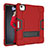 Silicone Matte Finish and Plastic Back Cover Case with Stand for Apple iPad Air 4 10.9 (2020) Red