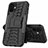 Silicone Matte Finish and Plastic Back Cover Case with Stand for Apple iPhone 12 Black