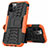 Silicone Matte Finish and Plastic Back Cover Case with Stand for Apple iPhone 12 Pro Max Orange