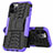 Silicone Matte Finish and Plastic Back Cover Case with Stand for Apple iPhone 12 Pro Purple