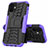 Silicone Matte Finish and Plastic Back Cover Case with Stand for Apple iPhone 12 Purple