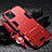 Silicone Matte Finish and Plastic Back Cover Case with Stand for Apple iPhone 13 Mini Red