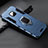 Silicone Matte Finish and Plastic Back Cover Case with Stand for Huawei Mate 20 Blue