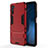 Silicone Matte Finish and Plastic Back Cover Case with Stand for Huawei Mate 40 Lite 5G Red