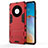 Silicone Matte Finish and Plastic Back Cover Case with Stand for Huawei Mate 40 Red