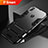 Silicone Matte Finish and Plastic Back Cover Case with Stand for Huawei P Smart (2019) Black