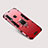 Silicone Matte Finish and Plastic Back Cover Case with Stand for Huawei P30 Lite New Edition Red