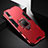 Silicone Matte Finish and Plastic Back Cover Case with Stand for Huawei P30 Red