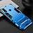 Silicone Matte Finish and Plastic Back Cover Case with Stand for Huawei Y8s Blue