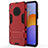 Silicone Matte Finish and Plastic Back Cover Case with Stand for Huawei Y9a Red