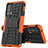 Silicone Matte Finish and Plastic Back Cover Case with Stand for Motorola Moto Edge 20 Pro 5G Orange