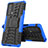 Silicone Matte Finish and Plastic Back Cover Case with Stand for Motorola Moto Edge Lite 5G Blue