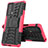 Silicone Matte Finish and Plastic Back Cover Case with Stand for Motorola Moto Edge Lite 5G Hot Pink