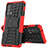 Silicone Matte Finish and Plastic Back Cover Case with Stand for Motorola Moto Edge S Pro 5G Red