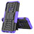 Silicone Matte Finish and Plastic Back Cover Case with Stand for Motorola Moto G Power Purple
