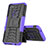 Silicone Matte Finish and Plastic Back Cover Case with Stand for Motorola Moto G Stylus Purple
