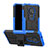 Silicone Matte Finish and Plastic Back Cover Case with Stand for Nokia 6.2 Blue