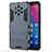 Silicone Matte Finish and Plastic Back Cover Case with Stand for Nokia 9 PureView Blue