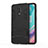 Silicone Matte Finish and Plastic Back Cover Case with Stand for OnePlus 7 Black