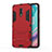 Silicone Matte Finish and Plastic Back Cover Case with Stand for OnePlus 7 Red