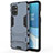 Silicone Matte Finish and Plastic Back Cover Case with Stand for OnePlus 8T 5G Blue