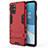 Silicone Matte Finish and Plastic Back Cover Case with Stand for OnePlus 8T 5G Red