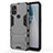 Silicone Matte Finish and Plastic Back Cover Case with Stand for OnePlus Nord N10 5G Gray