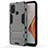 Silicone Matte Finish and Plastic Back Cover Case with Stand for OnePlus Nord N100 Gray