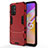 Silicone Matte Finish and Plastic Back Cover Case with Stand for OnePlus Nord N200 5G Red