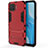 Silicone Matte Finish and Plastic Back Cover Case with Stand for Oppo A93 Red