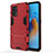 Silicone Matte Finish and Plastic Back Cover Case with Stand for Oppo A95 4G Red