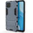 Silicone Matte Finish and Plastic Back Cover Case with Stand for Oppo F17 Pro Blue