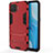 Silicone Matte Finish and Plastic Back Cover Case with Stand for Oppo F17 Pro Red