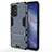 Silicone Matte Finish and Plastic Back Cover Case with Stand for Oppo F19 Pro+ Plus 5G