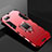 Silicone Matte Finish and Plastic Back Cover Case with Stand for Oppo R15X Red
