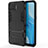 Silicone Matte Finish and Plastic Back Cover Case with Stand for Oppo Reno4 Lite Black