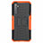 Silicone Matte Finish and Plastic Back Cover Case with Stand for Realme 6 Orange