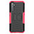 Silicone Matte Finish and Plastic Back Cover Case with Stand for Realme 6 Pink