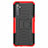 Silicone Matte Finish and Plastic Back Cover Case with Stand for Realme 6 Red