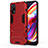 Silicone Matte Finish and Plastic Back Cover Case with Stand for Realme 7 Pro Red