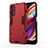 Silicone Matte Finish and Plastic Back Cover Case with Stand for Realme 7 Red