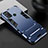 Silicone Matte Finish and Plastic Back Cover Case with Stand for Realme 7i Blue