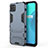 Silicone Matte Finish and Plastic Back Cover Case with Stand for Realme C11 Blue